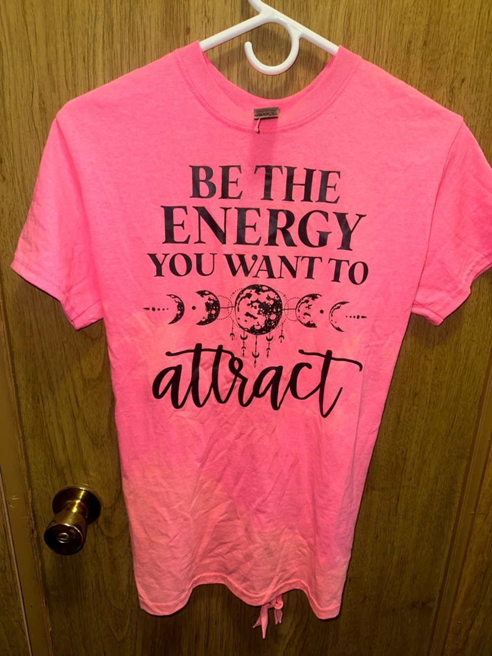 Custom Women’s Pink Graphic Tee - 'Be The Energy You Want To Attract'